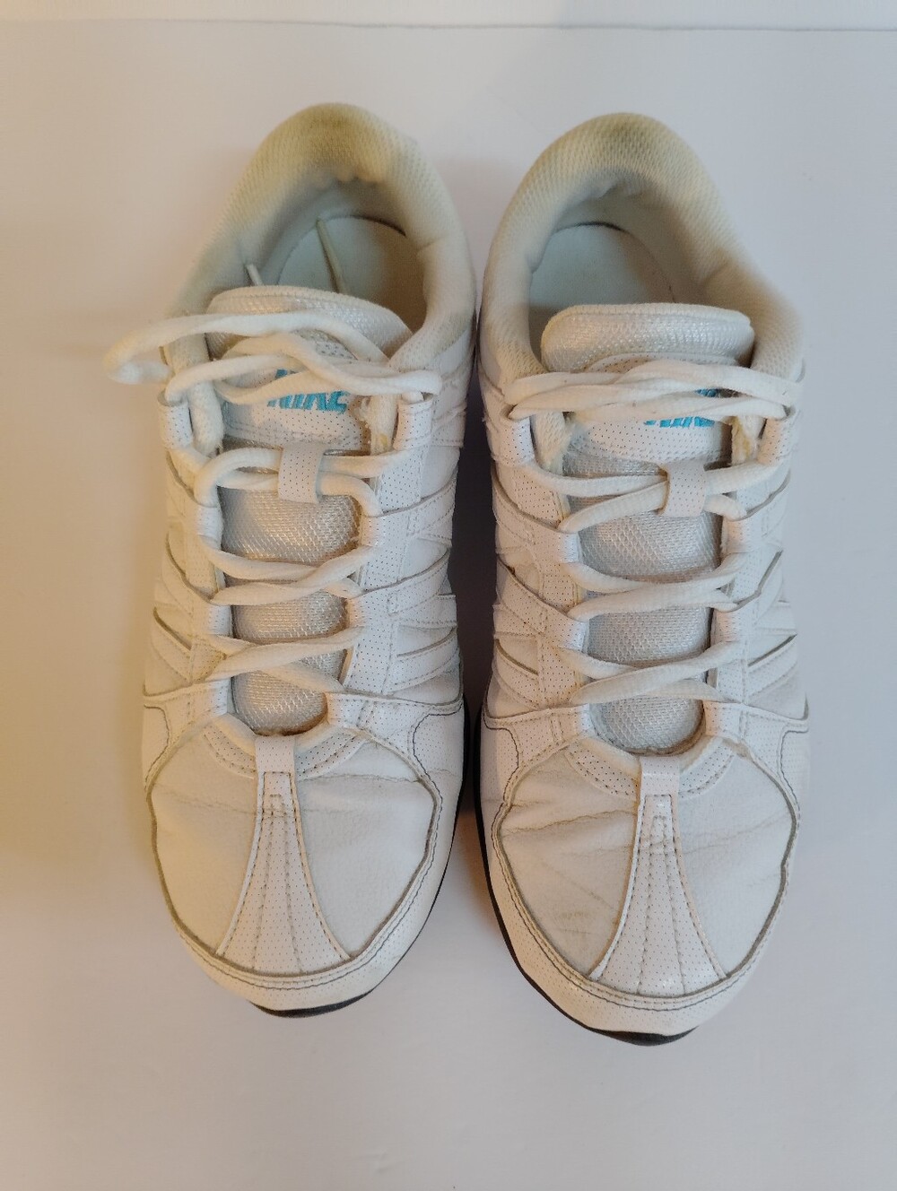 Nike Women's Musique IV White Sneakers with Teal Swoosh